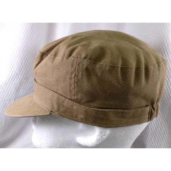 Cardani Womens Brown Canvas Newsboy Cap With Decorative Buckle - Picture 4 of 7